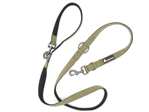 LIEBHUND ComfortLine mit Mesh Gewebe 2m, 2,5cm Hundeleine verstellbar in olivgrün für mittelgroße bis große Hunde - Premium Leine Führleine