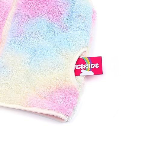 Image of JESKIDS Girls' Boys Sherpa Fleece Vest Outwear Lightweight Solid Color Cute Jacket with Pockets 2-11 Years
