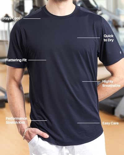 Kenneth Cole REACTION Performance Slim Fit T Shirts for Men 3-Pack - Moisture Wicking Shirts for Men for Workout, Casual Wear2