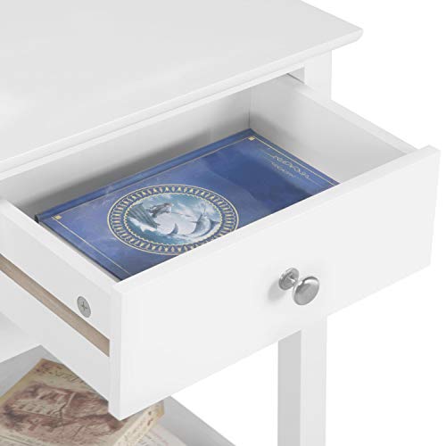 Yaheetech Nachttisch mit Schublade, Beistelltisch mit Ablage, Nachtkonsole Kommode Sofatisch, 40 x 30 x 61 cm Weiß – Ansicht 5