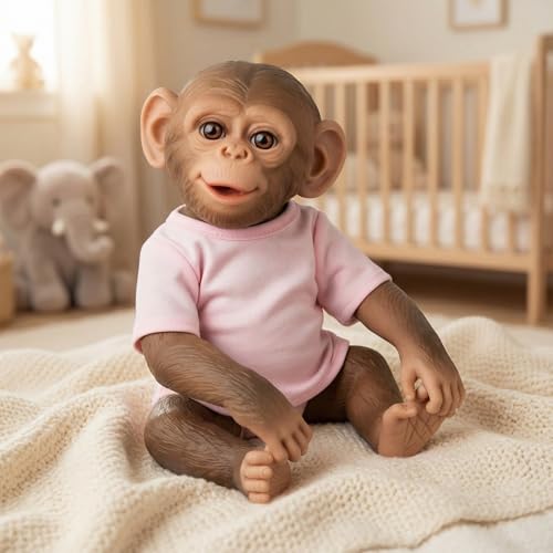 Muñeca Reborn Mono 50cm Cuerpo Completo Vinilo Suave miniatura 1