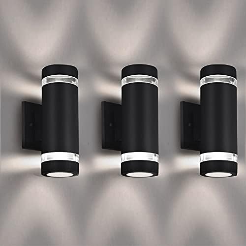 Outdoor Wall Light,Bling Exterior Lighting - ETL Listed,Aluminum Waterproof Wall Mount Cylinder Design - Up Down Light Fixture for Porch, Backyard and Patio (Cylinder 3 Pack)