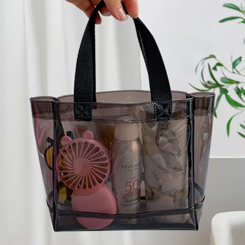 Clear 1Packs Small Tote Work Bag,Gift Wrap Handbag for Bridal and Birthday Party,Travel Makeup Pouch with Handle4