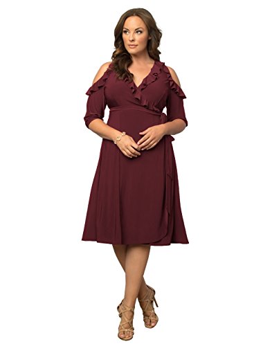 Kiyonna Women's Plus Size Barcelona Wrap Dress 3X Raspberry Cooler