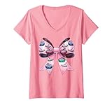 Photo Gallery donna coquette bow curling stone festa della mamma nastro rosa mamma ragazza maglietta con collo a v Photo Gallery donna coquette bow curling stone festa della mamma nastro rosa mamma ragazza maglietta con collo a v