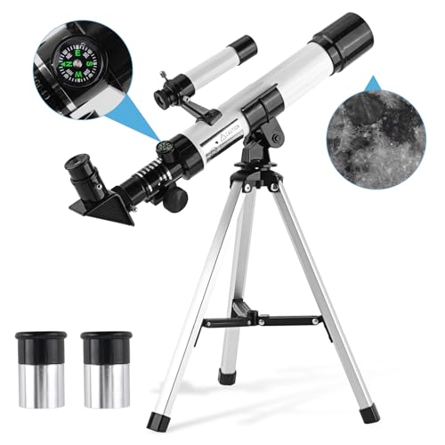 Telescope for Kids & Beginners 40mm Aperture 400mm AZ Mount Astronomical Refracting Telescope with Finder Scope Compass and Tripod