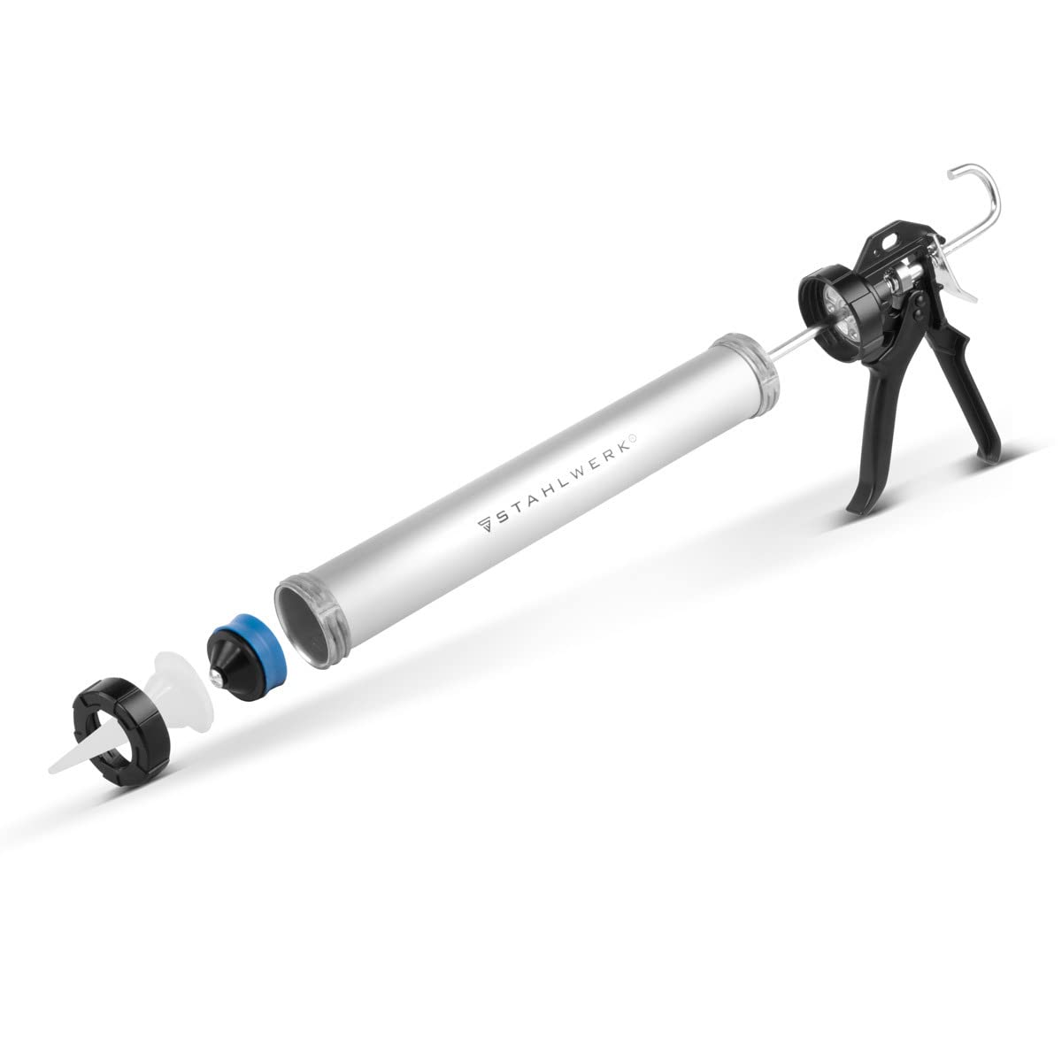 STAHLWERK Pistola per silicone SP-600 ST Pistola a cartuccia da 600 ml in robusto alluminio per siliconare e applicare adesivi e sigillanti