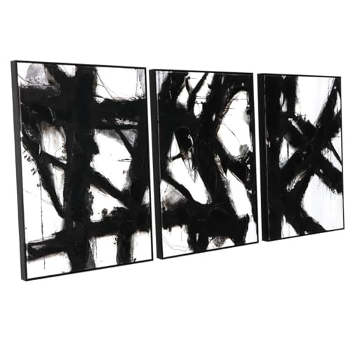 Black and White Abstract Canvas Wall Art – Framed 3 ...