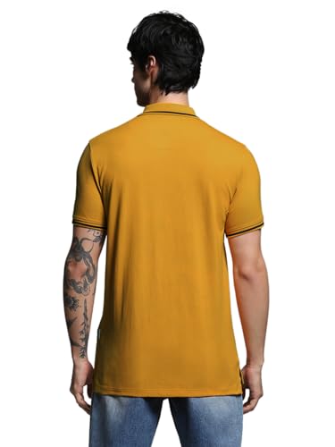 Image of Jack & Jones Men's Yellow Polo Collar Slim Fit T-Shirt