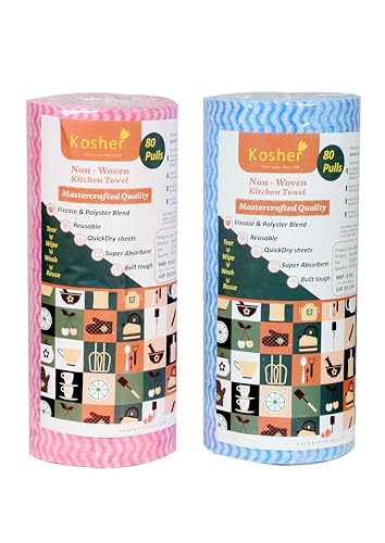 Kosher Reusable Kitchen Towel - Washable upto 4500 Times | 80 She...