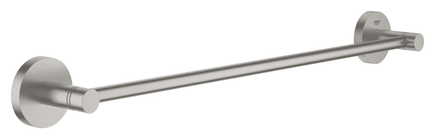 GROHE Start QuickFix Towel Rail (Metal, Concealed Fastening, Including Screws and Dowels, Extra Easy to Fit with GROHE QuickGlue), Size 504 mm, Stainless Steel Look, 41197DC0