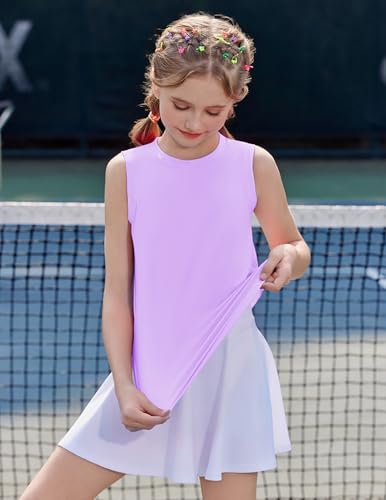 Image of Zaclotre Girls Athletic Tank Tops High-Low Hem Loose Fit Summer Top Kids Sleeveless Sport Shirts 5-14 Years