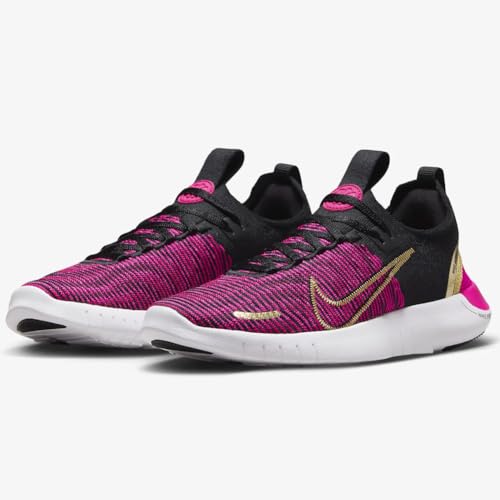 Nike Free RN NN Women's Road Running Shoes (DX6482-004, Black/Fireberry/Fierce Pink/Metallic Gold) Size 7.52