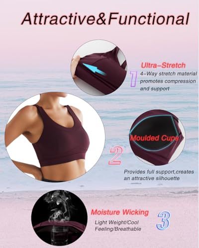 Image of RUNNING GIRL High Impact Sports Bras for Women,Racerback Running Bra Workout Crop Tank Tops Longline Sports Bra Push up