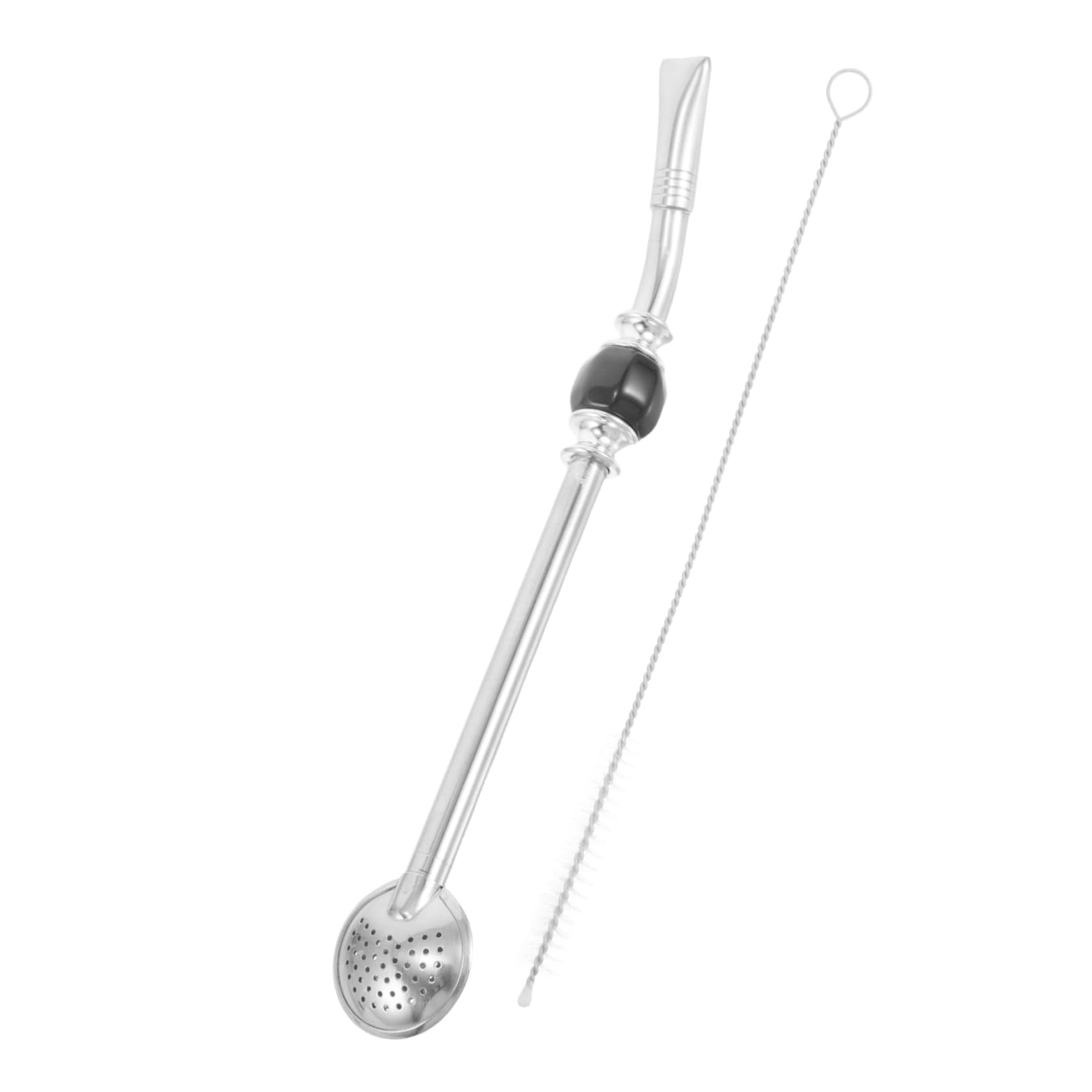 HOLIDYOYO 1 Set Stainless Steel Spoon for Tea Coffee Hot Drinks Portable Easy to Clean Drinking Strainer with Brush Cleaner for Outdoor Everyday Use