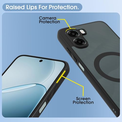 Image of Back Cover for Oppo A6X 5G, Smoke Matte PC Back + Soft Side Black TPU Bumper Shockproof Magnetic Support Mobile Case Cover (Oppo A6X 5G)