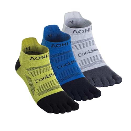 AONIJIE 3 Pack Toe Socks for Men and Women High Performance Athletic Running Hiking Five Finger Socks