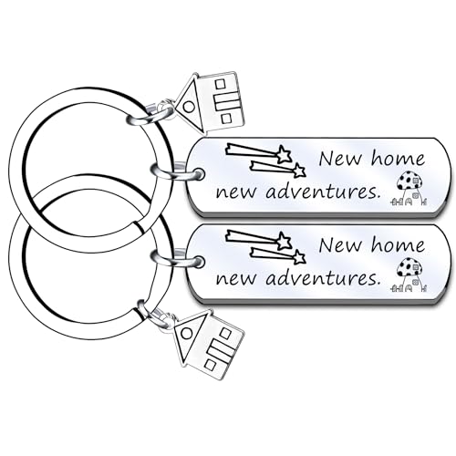 QTZXZX Amigo de regalo, amigo llavero de casa nueva,llavero de casa nueva primera casa,llave de regalos para hombres“New home new adventures.”