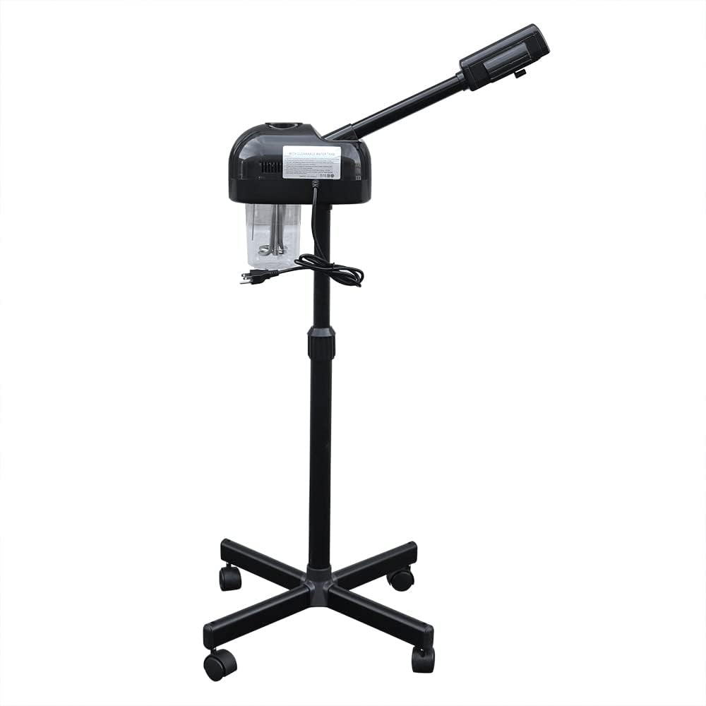 LCD Ozone Facial Steamer, Professional Salon Spa Steamer Beauty Equipment, Spray 107.6℉ Warm Steam, 360° Rotatable Nozzle, Timer Function, Adjustable Height, Rolling Wheels LCD Ozone Facial Steamer, Professional Salon Spa Steamer Beauty Equipment, Spray 107.6℉ Warm Steam, 360° Rotatable Nozzle, Timer Function, Adjustable Height, Rolling Wheels