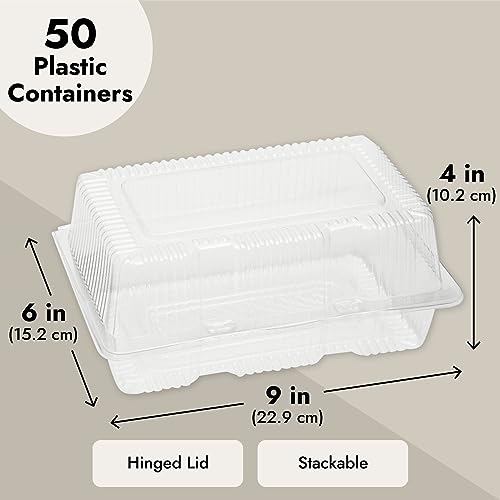 Juvale JZSXP 50 Pack Clear Disposable Food Containers With Hinged Lids, 9X6X4 Inch Plastic Take Out Boxes thumb #4