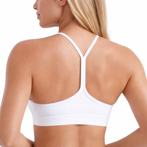 Image of Women's Y-Back Sports Bra with Spaghetti Straps Light Support Yoga Bra Soft Stretchy Low Impact Workout Gym Bralette Tops