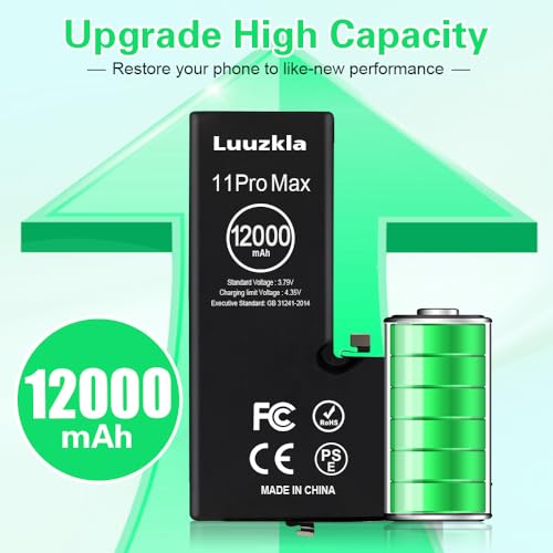 Luuzkla 12000Mah (2024 New Upgrade) Battery Compatible With Iphone 11 Pro Max, Super Capacity Battery Replacement Compatible With Iphone 11 Pro Max thumb #1