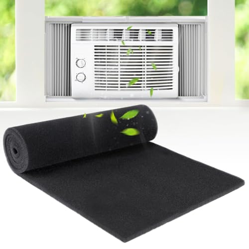 Image of HASTHIP 15.7x27.5 Cuttable Air Conditioner Filters - Washable Reusable Foam Pad Pre Filter Carbon Filter Sheet Roll for Air Purifiers Window AC Air Vent and More - Charcoal Filters Remove Odors