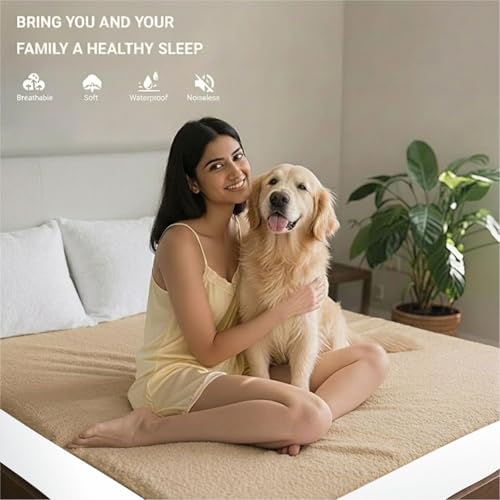 Image of Next Space - Waterproof - Hypoallergenic Mattress Protector, PVC-Free, Easy Wash, Absorbent and Breathable (Fawn, 60x78)