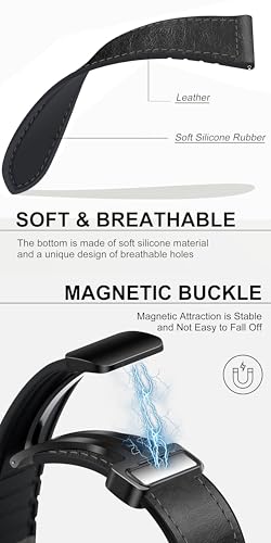 Image of ACM Watch Strap Leather Magnetic Silicone 22mm compatible with Noise Colorfit Pro 6 Max Smartwatch Belt Luxury Band
