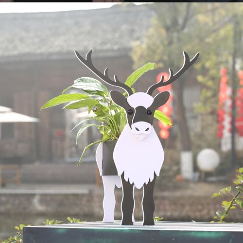 Suitchoi Cadeaux de cerf, décoration d'anniversaire ou de Noël, pot de fleurs en forme de cerf, pot de fleurs mignon pour jardin extérieur, pot de fleurs en forme de cerf petit cerf