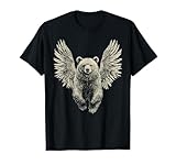 Bear with Angel Wings Retro Wildlife Artwork Flying Bear T-Shirt