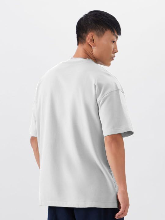 Image of Oversized Drop Shoulder Half Sleeves Round Neck Solid Pure 100% Cotton T-Shirt for Men Pack of 2