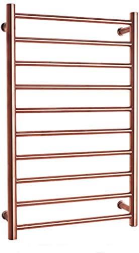 HADECOLL Radiador Toallero Eléctrico De Pared, Calentador De Toallas Y Toallero De Bajo Consumo, 10 Barras, Pequeño Toallero Calefactable De Acero Inoxidable con Espejo para Baño, Color Oro Barose