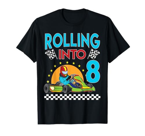 Rotolamento in 8 Go Kart Racing Go-Kart 8th Birthday Racing Maglietta