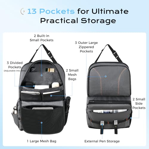 Image of Coverado Backseat Car Organizer 2 Packs, Heavy-Duty Durable Dual-Way Use Car Back Seat Organizer Waterproof with Multi Pockets, Zipper Closure Design, Protect Valuables from Spills, Keeps Car Tidy