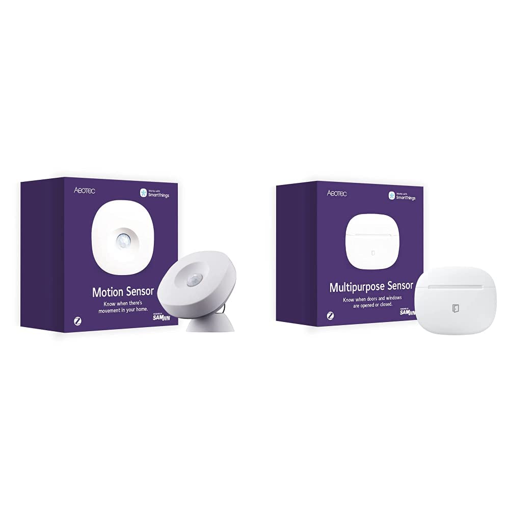 AEOTEC SmartThings Aeotec Zigbee Motion Sensor - automatic control of light integrated temperature sensor, compatible with Echo Plus and Philips Hue. & SmartThings Zigbee Multipurpose Sensor
