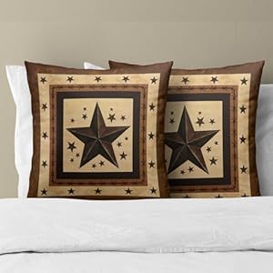 Imiss western texas star throw pillow covers set of 2 brown decorative pillow cover rustic western style retro cushion 18×18 inch for outdoor sofa bedroom  urban country home decor