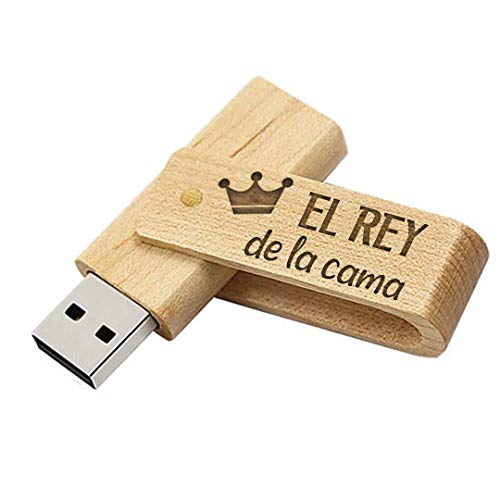 Memoria USB El Rey De La Cama - Pendrive Originales Y Divertidos para Regalar - Flashdrive De Madera 16Gb USB Regalo