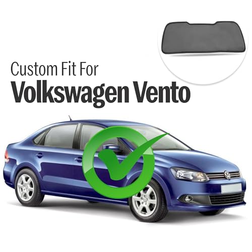 Image of Autofact Dicky Curtain for Volkswagen Vento | Custom Fit Rear Windshield Sunshade | Foldable Mesh | Privacy & Cooling Car Accessory | Car Rear Sun Shade UV Block Easy Install Durable Black Mesh