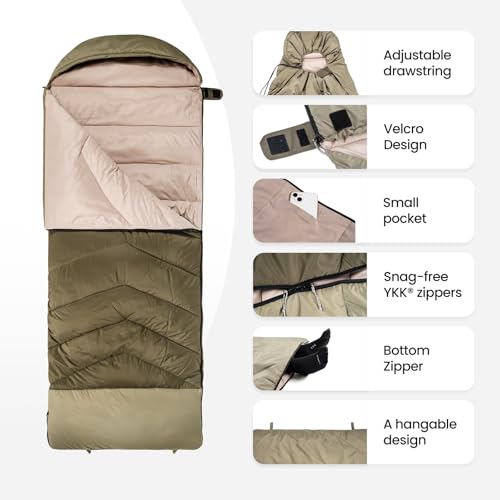 OneTigris Trailnap Bolsa de Dormir 3 Estaciones Extra Ancha y Cálida para Camping y Senderismo miniatura 6