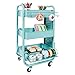 Recollections Gramercy Cart, Teal – 3 Tier Rolling Cart with 10 Storage Accessories for Craft Storage and More