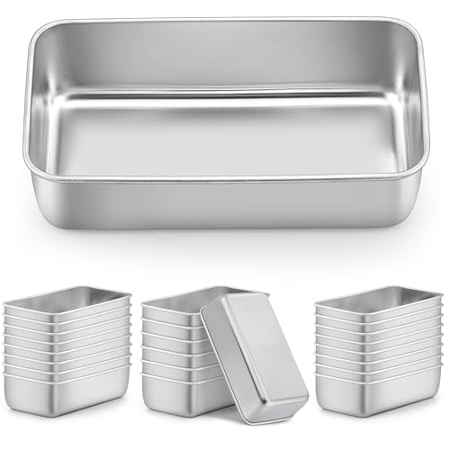 LIANYU Juego de 24 moldes para pan de acero inoxidable de 9 x 5 pulgadas para masa madre, sándwich, pastel de carne, fácil liberación y apto para lavavajillas