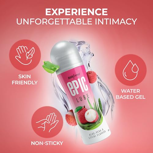 Image of Manforce Epic Lube Combo Pack (Lubrication Gel for Men & Women) |Strawberry & Aloe-Vera, Litchi Flavoured |Water-Based Gel |Skin-Friendly |Safe to Use with Condoms |60ml | Pack of 2