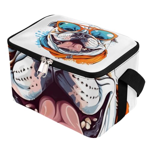 GzLeyigou Lunch Bags for Women Men 9 Cans,Cool Glass Dog Hot & Cold Food Delivery Bag Insulated Grocery Bag Insulated Lunch Box Bulldog Cooler Bag for Office Work Picnic Beach