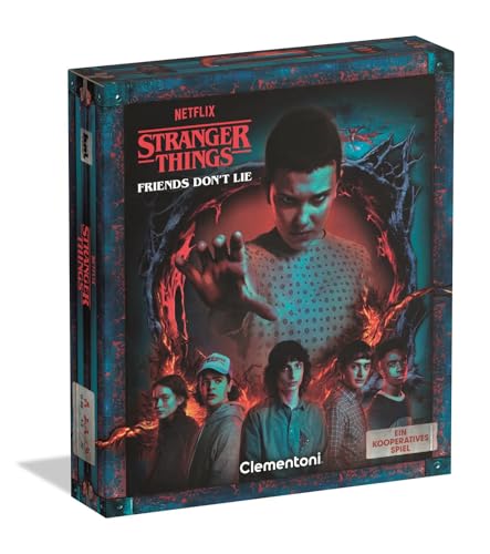 Clementoni Stranger Things Friends Dont Lie: Kooperations-Spiel - Kooperatives Brettspiel für Erwachsene & Kinder ab 12 Jahre - Geschenkidee für Fans - 59474
