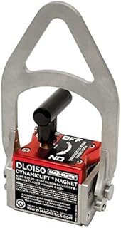 MAG-MATE DL0150 Dynamic Lift Magnet, Lifts Flat or Round Items with 3 to 1 Lift Safety, Rare Earth Magnet with 150 lbs. Lifting Capacity, 9â€ H x 2.5â€ W x 5â€ L, Silver/Red