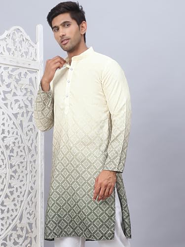 Image of Jompers Men Pure Cotton Straight Fit Ombre Kurta