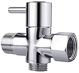 AVAbay Solid Brass T-Valve with Shut-Off Adapter, 3-Way Tee Connector, Chrome Finish