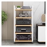 Media Rack Upright Entertainment Stereo Rack System Component Cabinet With Caster Wheels & Adjustable Shelf, Modern Open-Ended AV Media Stand Tower Rack Record Player Stand