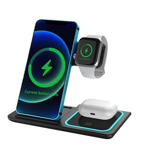 Caricatore Wireless, Stazione Di Ricarica, Rapido Magnetico Pieghevole 3 In 1 Base Ricarica Wireless, Carica Batterie Cellular è Compatibile Con Più Dispositivi